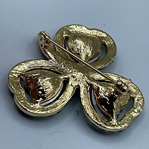 NWT Luck of the Irish big green crystal clover brooch - Picture 3 of 6